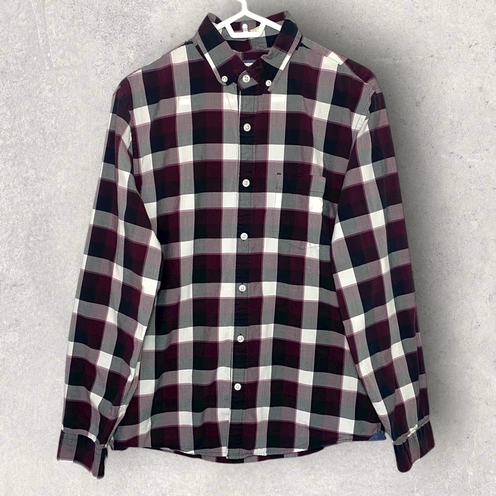 Express Casual Plaid Shirt - Black, White, Red - 100% Cotton